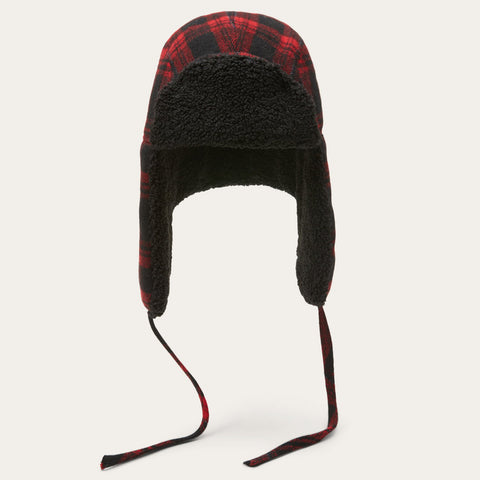 Stetson Wool Shadow Plaid Bomber Hat Color: Red, Size: XL
