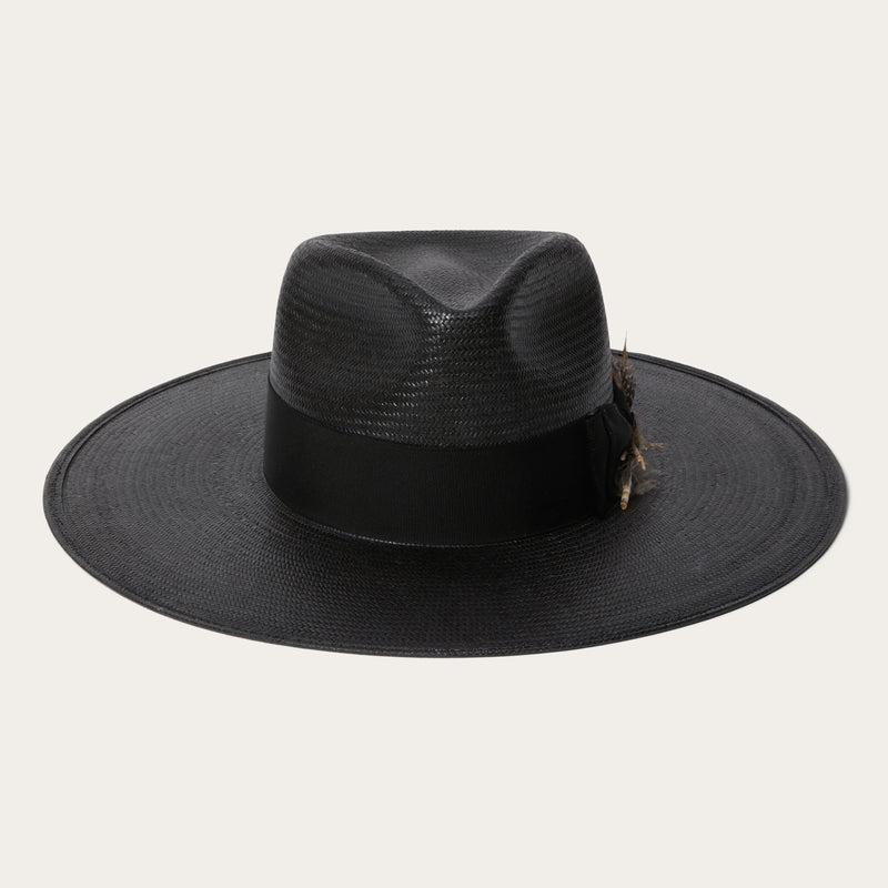 Stetson Atacama Shantung Straw Fedora Hat - Black: Size: S Black
