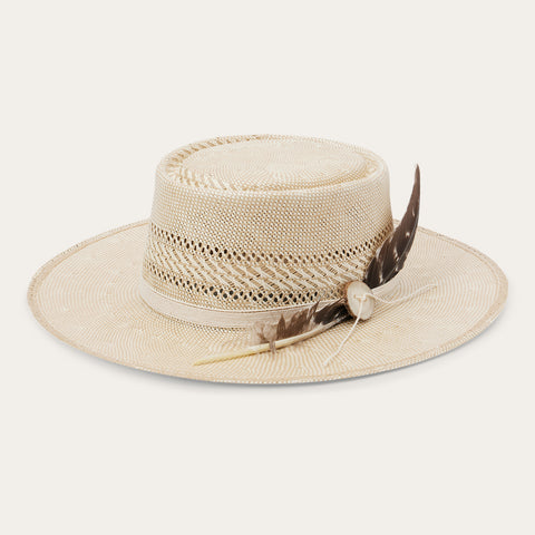 Flat brim sale straw cowboy hat