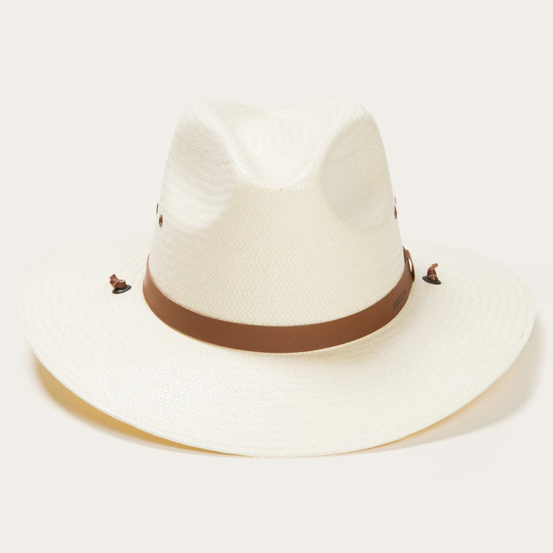 New $65 STETSON Los Alamos Toyo Straw Safari Fedora Cowboy Hat Natural M 3\