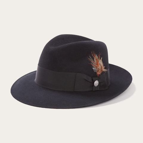 Stetson Temple Fur Felt Fedora Hat - Black / 7 1/8 Stetson Temple Fur Felt Fedora Hat - Black / 7 1/8
